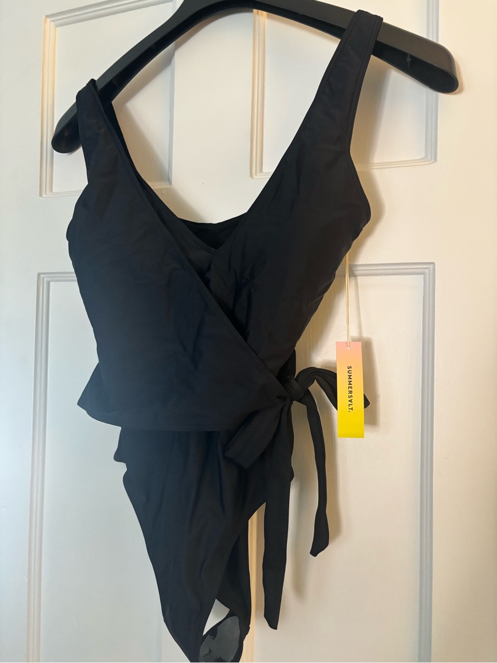 SUMMERSALT Black Wrap One-Piece Swimsuit